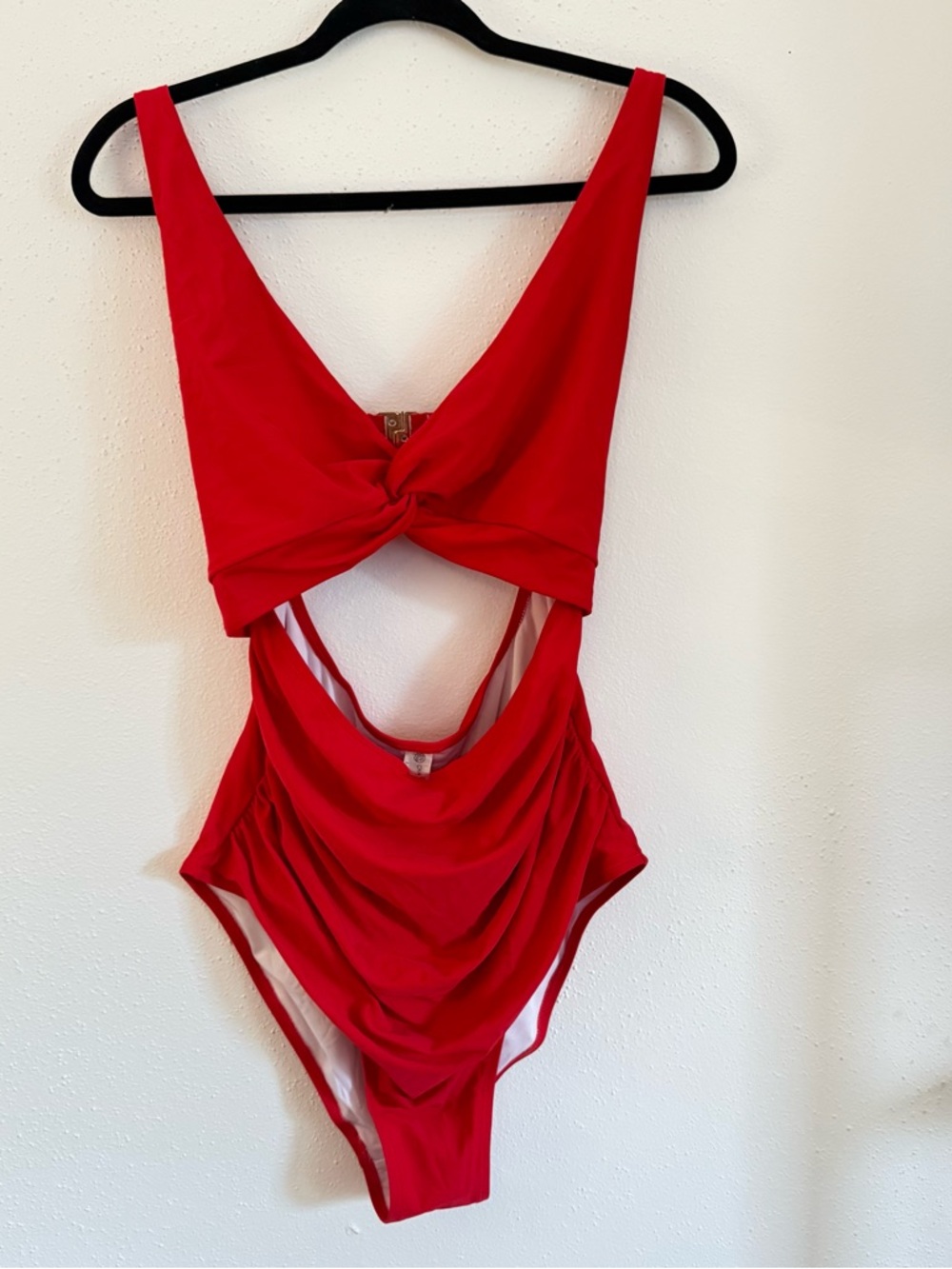 Red Twist-Detail One-Piece Swimsuit